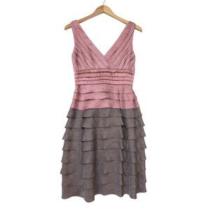 Adrianna‎ Papell Sheath Dress Womens 4 Brown Pink Metallic Cocktail Party Event